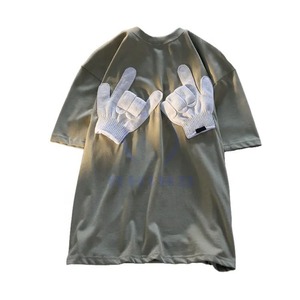 T-shirts graphiques personnalisés pour hommes en détresse Patch vintage brodé lavage à l'acide DTG imprimé tricoté col rond T-shirt High Street - Product Image 2