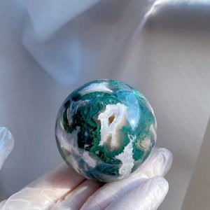 Sphère d'agate mousse naturelle, boule de cristal, paysage, quartz, pierres précieuses, ornements pour la maison, le bureau, pierres de guérison - Product Image 2