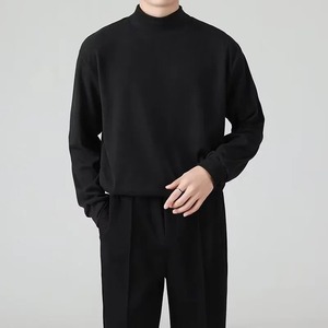 Fashionable Half for <b>Turtle</b> <b>Neck</b> Long Sleeve <b>Men's</b> T-Shirt 100% Cotton Trendy Brand Solid Color <b>Top</b> for Summer Cross-Border - Product Image 3