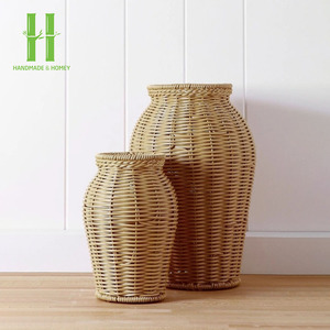Nueva llegada caliente tendencia florero flor planta ratán Mesa florero tejido hogar Decoración entrada sala de estar OEM hecho en Vietnam - Product Image 3