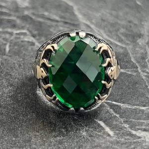 Anillo de Plata de Ley 925 para Hombre con Circonita Verde, Diseño Grabado de Escorpión, Anillo con Signo del Zodiaco Escorpio, Joyería de Moda, Regalo - Product Image 2