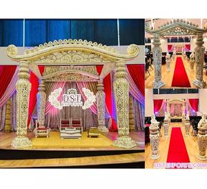 Mandap Dhanush Blanco de FRP para Bodas Hindúes, Decoración Exclusiva para Bodas de Sri Lanka, Mandap con Diseño de Bigote para Bodas Hindúes - Product Image 1