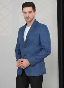 จำหน่ายเสื้อเบลเซอร์สีน้ำเงินนกยูงสุดหรูสำหรับผู้ชาย ทรงเข้ารูป สไตล์ทางการ คุณภาพพรีเมียม สำหรับผู้ซื้อขายส่ง โดยตรงจากโรงงาน - Product Image 2