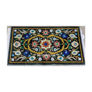 Mesa con incrustaciones de mármol negro hermoso hecho a mano indio de alta calidad para decoración del hogar propósito para comedor en exportador - Product Image 1