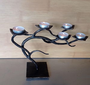 Antique Silver Iron <b>Candle</b> Stand Holder Creative Rectangular Base Handcrafted Powder Coating for <b>Wedding</b> Christmas Home Decor - Product Image 1