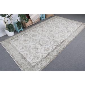 พรมวินเทจขนาดใหญ่ 5.4x9.6 ฟุต สีเทา ลายดอกไม้ พรมขนสัตว์ตุรกี - Product Image 4