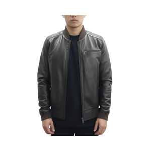 Veste en cuir pour homme en cuir d'agneau véritable respirant écologique couleur côtelée - Product Image 1