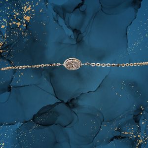 Pulsera de diamantes cultivados en laboratorio de 0,5 quilates en oro rosa de 14 quilates, forma ovalada, claridad de, diseño minimalista, cadena de 7 pulgadas - Product Image 1