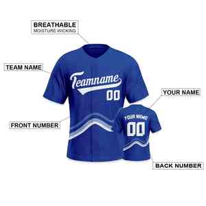 เสื้อเจอร์ซีย์ฟุตบอลเสื้อเบสบอลสีฟ้าเสื้อมีกระดุมพิมพ์ชื่อหมายเลขเครื่องแบบผู้ชายผู้หญิงเด็กของขวัญ - Product Image 3