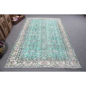 พรมวินเทจตุรกี ขนาด 5.3x8.4 ฟุต (162x257 ซม.) พรมขนสัตว์สีน้ำเงิน - Product Image 1