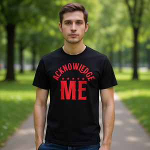 T-shirt Acknowledge Me noir avec imprimé rouge, taille adulte unisexe - Product Image 3