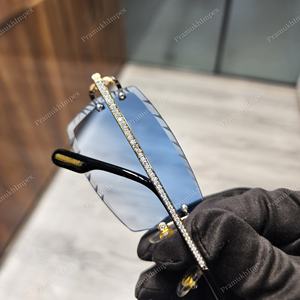 Venta caliente totalmente helado Bling VS Moissanite tachonado vidrio cielo azul 1 Fila puente de diamante marco inoxidable antirreflectante - Product Image 4