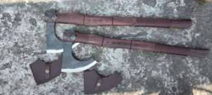 Custom Handmade High Carbon Steel Viking Hatchet Industrial Grade Leather Sheath Natural Wood <b>Handle</b> 1 Year Warranty Camping - Product Image 4