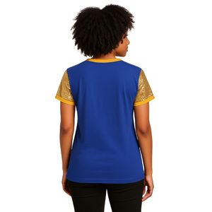 Maglietta blu Sigma Gamma Rho maniche di paillettes gialle SGRho 1922 graziosa camicia da festa di laurea greca di HBCU - Product Image 2