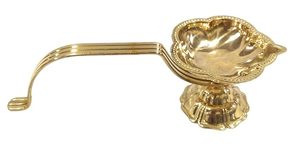 Shiny <b>Polished</b> Brass Ek Mukhi Joti Diya for Festive Diwali Decorations 1 <b>Faces</b> Deep Aarti Religious Home Decorative Item Akhand - Product Image 2