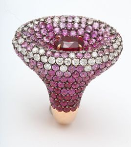 Women Pink Gemstone <b>Crystal</b> Halo <b>Ring</b> Round Heart Shaped Pave Cluster Engagement Wedding <b>Ring</b> Gold Tone Statement Bridal Jewelry - Product Image 2