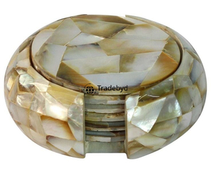 Tradebyd posavasos hecho a mano con incrustaciones de fregona Decoración de mesa de nácar Premium para hogares elegantes - Product Image 1