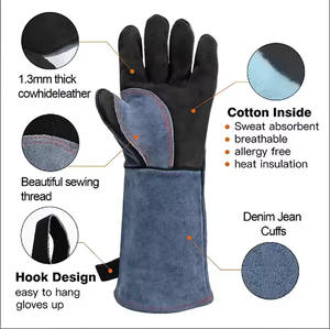 Guantes de soldadura resistentes para trabajos exigentes Guantes de soldadura de cuero con palma resistente al calor - Product Image 2