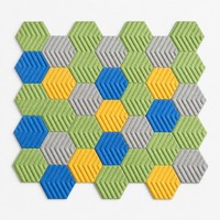 Panneau acoustique en fibre de polyester, motif hexagonal 3D, panneau acoustique pour animaux de compagnie, panneau mural modulaire absorbant le son