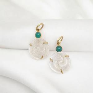 Abalorios de talla de rosa de labradorita Natural de 15mm, Juego de puntas de plata chapadas en oro, colgante hecho a mano, amuleto de plata de labradorita, regalo para ella - Product Image 3