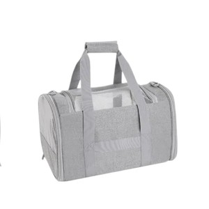 Pet Carrier for <b>Cats</b> Quilted Textile Zipper Closure Breathable Mesh Window Beige Color Simple Design - Product Image 2
