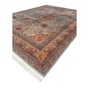 Tapis en laine noué à la main Aalam Blue, motif floral oriental pour la maison, le salon, la chambre - Pae-5746, rectangulaire 9x12, pour adolescents - Product Image 1