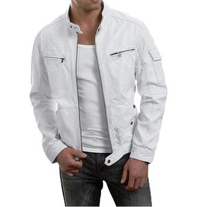 Nuevo diseño personalizado sólido Real Pu chaqueta de cuero elegante liso en blanco impermeable invierno hombres Biker Chaqueta resistente al agua - Product Image 4
