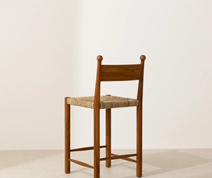 Chaise de bar moderne en bois de teck massif avec corde Finition de couleur naturelle Home Bart Apartment - Product Image 3