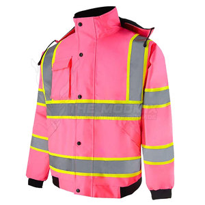 Chaqueta de Seguridad de Alta Visibilidad ANSI Clase 2, Color Rosa Reflectante, Impermeable, con Logotipo Personalizado, Múltiples Bolsillos, Capucha Ajustable - Product Image 2