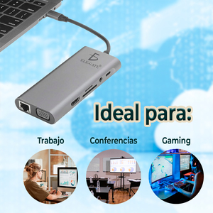 Hub USB Type-C Portatile 11-in-1 con Velocità 5Gbps in Lega di Alluminio per Computer, Varie Connessioni per Trasferimento Dati - Product Image 3