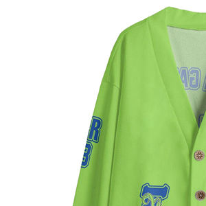 Theta Fraternity/Sorority Collegiate Style Winter Green Cardigan Fino bordado con cuello en V Lana/Chaqueta acrílica OutWear - Product Image 2