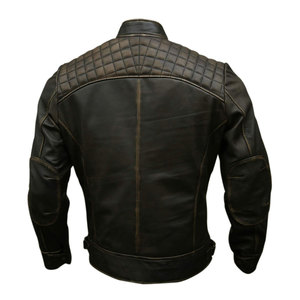 Chaqueta de moto de carreras de cuero genuino de alta calidad chaquetas de moto de hombre con estilo personalizadas acolchadas - Product Image 4