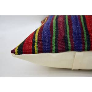 Almohada de lana de retazos Kilim Multicolor, 16X24 pulgadas, cojín decorativo cuadrado esponjoso de lujo, ropa de cama tejida con hojas Vintage - Product Image 4