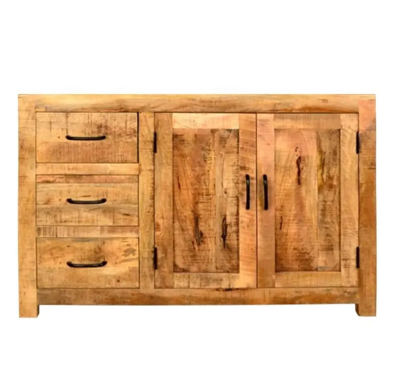 Moderno legno massello indiano Mango armadio in legno Buffet mobili artigianali 2 ante armadio credenza