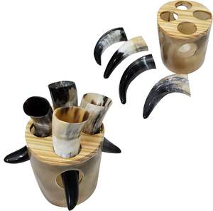 Viking Horn <b>Mug</b> and Drinking Horn Set Eco-Friendly Animal Themed Souvenir by CRAFT ZONE EXPORT for Themed Groomsmen Gifts - Product Image 2