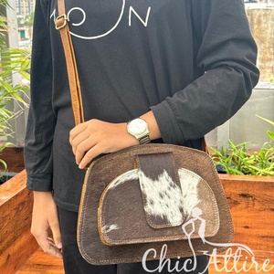 Nuevo bolso cruzado de cuero genuino de piel de vaca con pelo Real con estilo occidental, bolsos de hombro de diseñador de lujo hechos a mano para mujer bohemios - Product Image 1