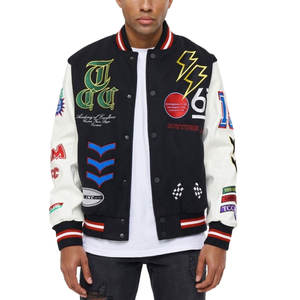 Vestes universitaires personnalisées pour hommes, fabricant OEM, manches en cuir PU et laine, vêtements d'extérieur de style sportif pour l'école et l'université - Product Image 1