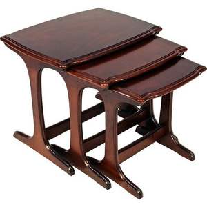 Wooden Nesting Table For <b>Rustic</b> Modern And Contemporary Home Decor With Compact <b>Furniture</b> Design - Product Image 2