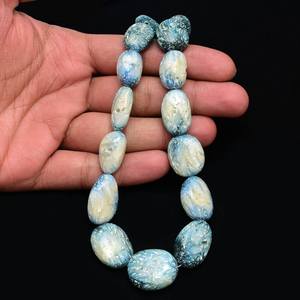 ลูกปัดหินนักอารี14x16mm-20x25mm นเรียบลูกปัดอัญมณีสังเคราะห์สีฟ้าธารน้ำแข็งธรรมชาติที่หายากมากสำหรับเครื่องประดับ - Product Image 3