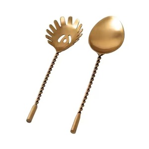 Royal Flatware <b>Salad</b> & Soup <b>Server</b> Gold Plated Stainless Steel Metal <b>salad</b> <b>Server</b> Set - Product Image 1