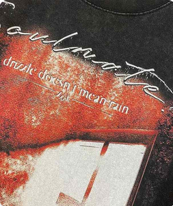 Personnalisé Hommes High Street Noir Hip Hop Sérigraphie Surdimensionné Acid Wash T-Shirt Hommes Vintage Washed T-Shirt - Product Image 2