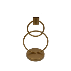 Bougeoir en fer de forme ronde en métal de décoration d'éclairage couleur or aspect royal pour mariage et Noël - Product Image 1