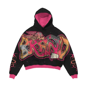 OEM sweat à capuche personnalisé sérigraphié délavé à l'acide 100% sweatshirts en molleton de coton avec logo personnalisé sweats à capuche pour hommes - Product Image 5