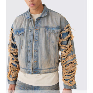 Veste en jean surdimensionnée pour homme de haute qualité, fermeture éclair formelle d'hiver, col montant, respirante, tissu en toile 100% coton - Product Image 1