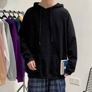 00% coton Polyester mélange solide col à capuche pull surdimensionné sweats pour hommes long cordon à capuche grandes tailles tricoté - Product Image 2