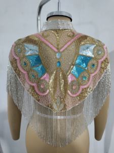 ชุดราตรีผ้าชีฟองถักหรูหราหรูหราสง่างามโลโก้ลูกปัดมีสไตล์ปักพู่คริสตัลสำหรับคลับทางการ - Product Image 2