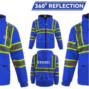 Veste de sécurité en softshell en coton, réfléchissante, imperméable, haute visibilité, classe 2 ANSI, avec éclairage LED et logo personnalisé, en provenance du Pakistan - Product Image 4