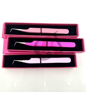 Pince à épiler professionnelle de haute qualité en acier inoxydable, différentes nuances de rose, revêtement en poudre, pointe argentée à 90 degrés, pour extensions de cils - Product Image 3