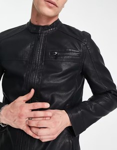 Fashion Breathable Custom Design Oversized Winter Biker Sheep Skin Canvas Jacket for Men Custom Color <b>Black</b> - Product Image 4