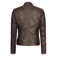 Veste de moto en cuir de style classique pour femmes, taille plus, motif uni élégant, doublure en lin/nylon/coton, automne